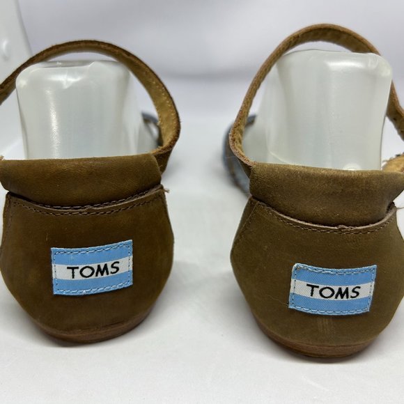Toms Chambray Denim Sienna Open Toe Flat Sandal W9.5 - Picture 7 of 12